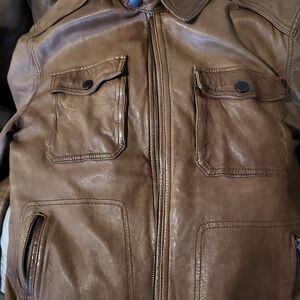 Men's Tan Color Leather Jacket